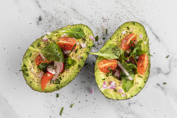 flat lay delicious healthy salad avocado composition