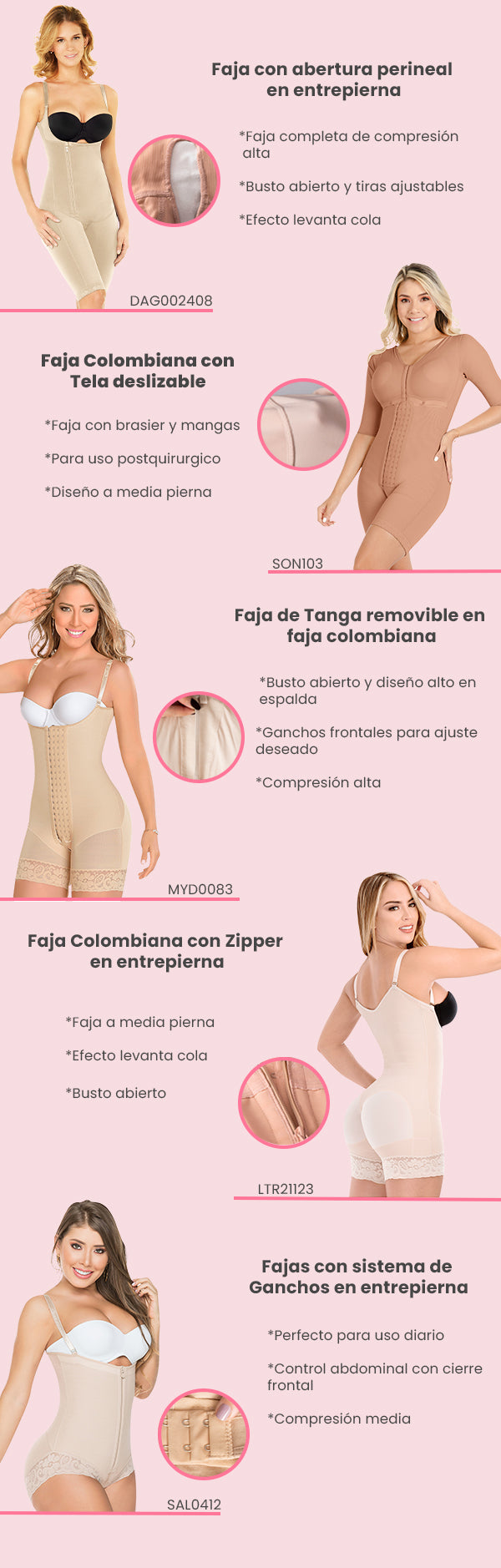 Faja colombiana moldeadora Panti Cintura completa con cierre
