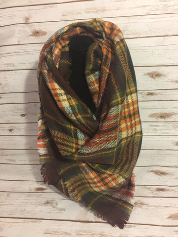 black and brown blanket scarf