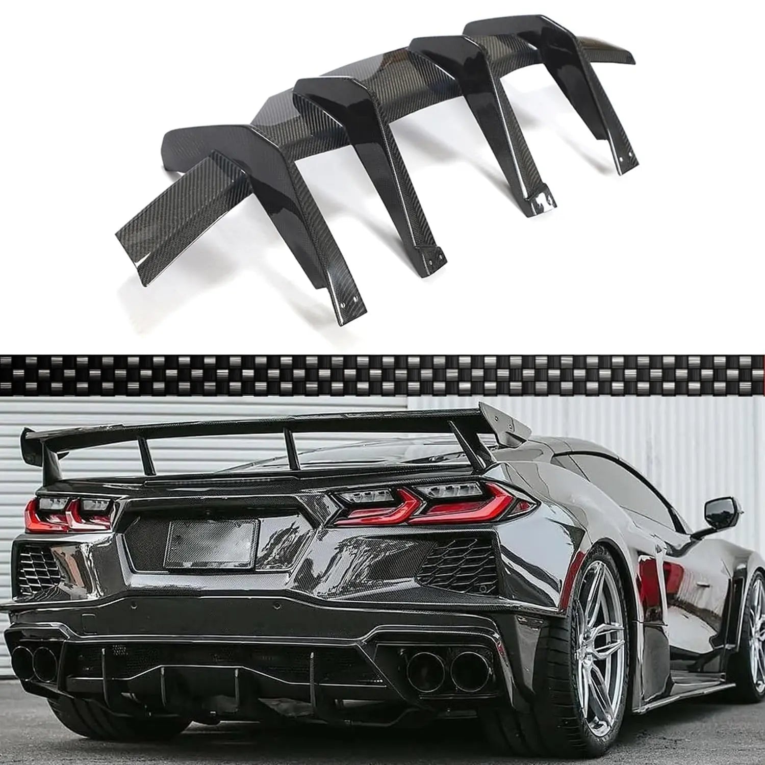 C8 Real Carbon Fiber Rear Bumper Diffuser