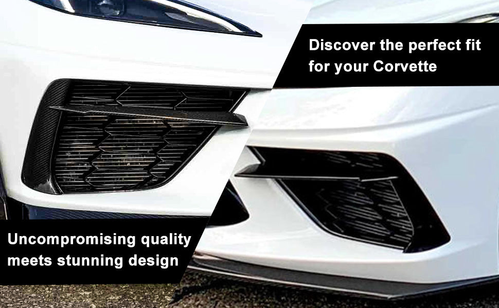 NUBEHONE C8 Stingray Z51 Front Bumper Fog Light Lamp Cover Trim Real Carbon Fiber-1