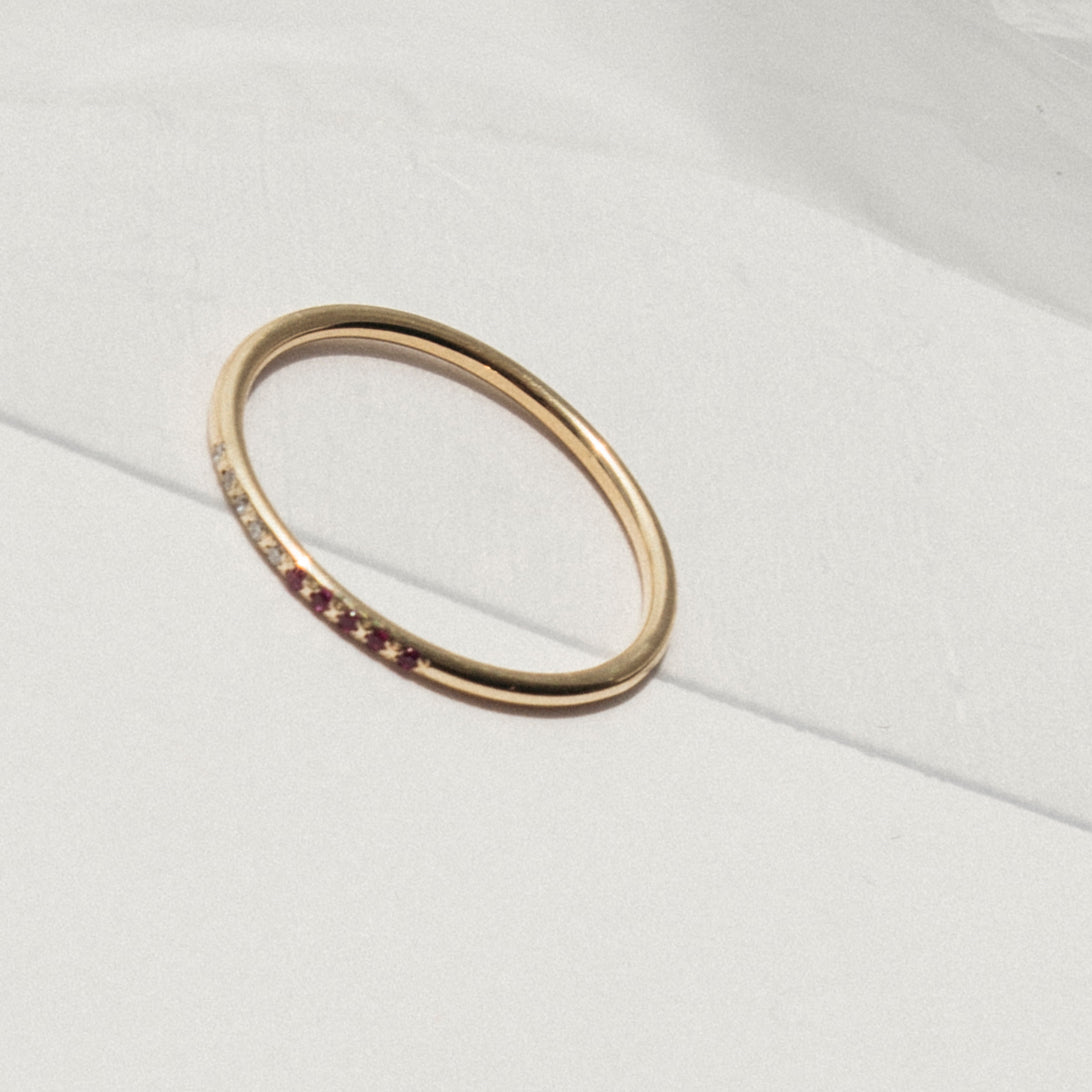 VIvi designer ring in 14k Gold set with rubies
