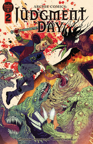Cover image of Judgment Day #2 by Megan Hutchison. Archie is fighting off demons with a bat.