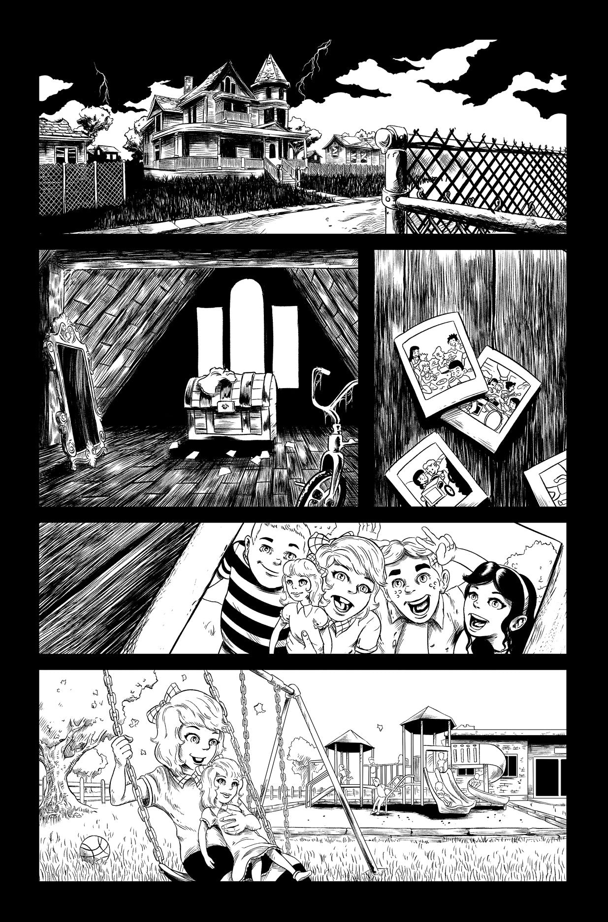 Page 1 of "Love Evernever" from Toybox of Terror. Art by Ryan Caskey.