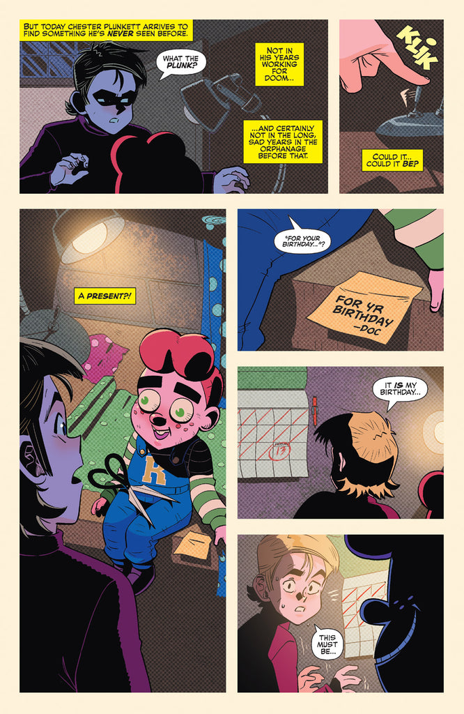 Page two of "The Gift That Keeps on Killing" from Toybox of Terror, story by Michael Northrop and art by Ryan Jampole