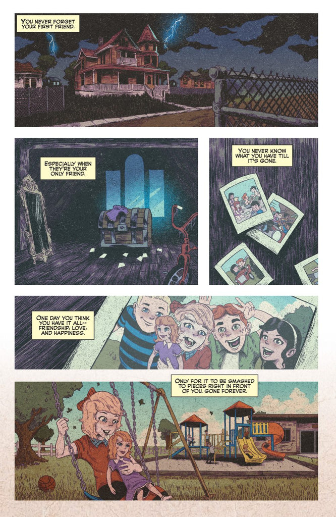 Page one of "Love Evernever" from Toybox of Terror, story by Timmy Heague and art by Ryan Caskey