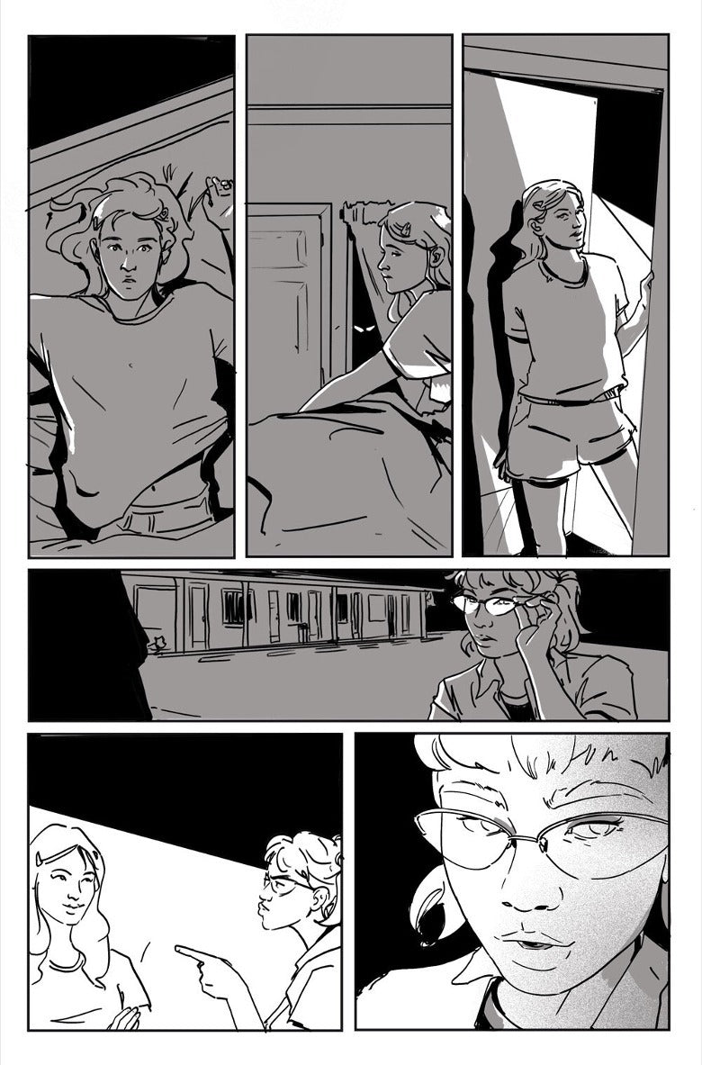 Black and white, unlettered version of page 10 of the Archie Horror one-shot "Welcome to Riverdale"