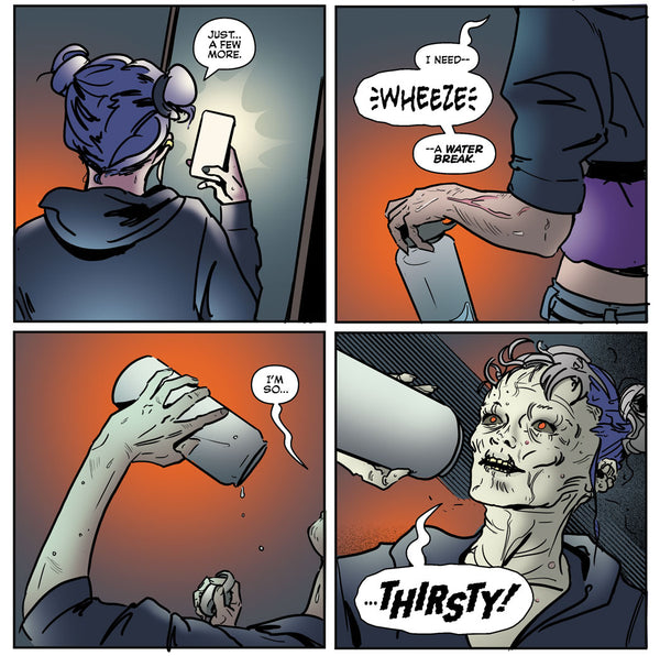 Shrill is thirsty and turns skeletal in panels from The Return of Chilling Adventures in Sorcery