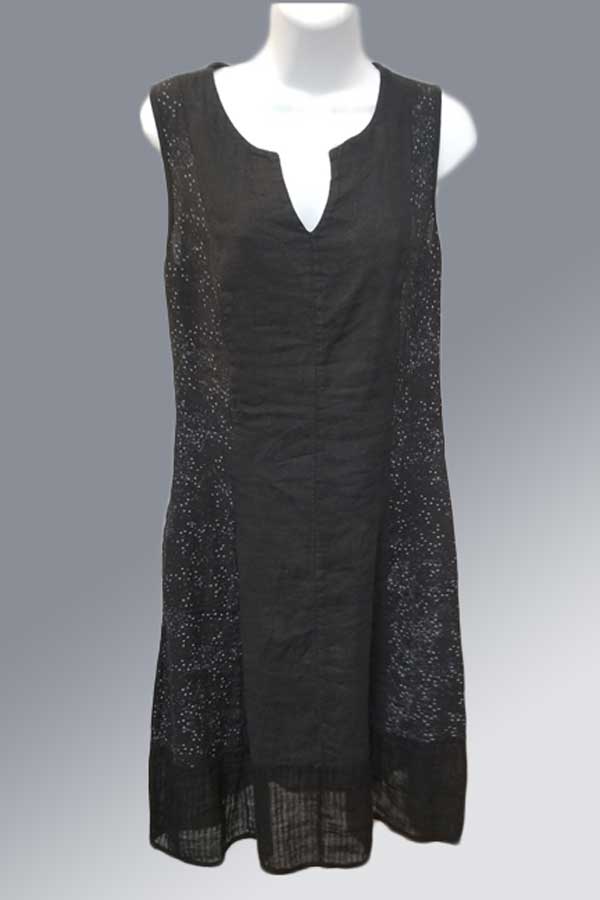 DMITRY Women's Made in Italy Black Abstract Print Linen Dress