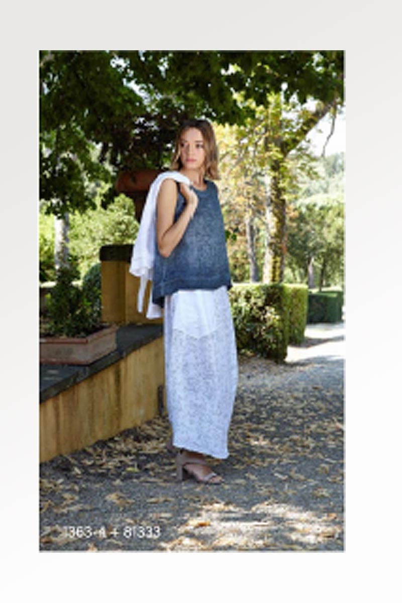 Italian Linen Dress by Inizio - A-line Dots - Natural Clothing Company