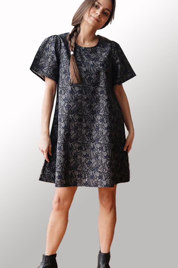 Woven Cotton Dress - half sleeve - Natural Clothing Company