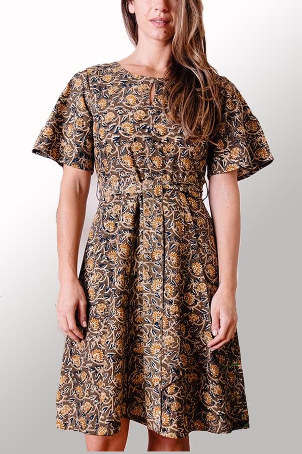 Woven Cotton Dress - half sleeve - Natural Clothing Company