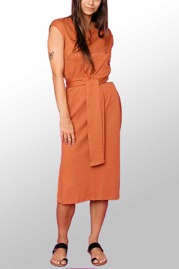 Woven Cotton Dress - half sleeve - Natural Clothing Company