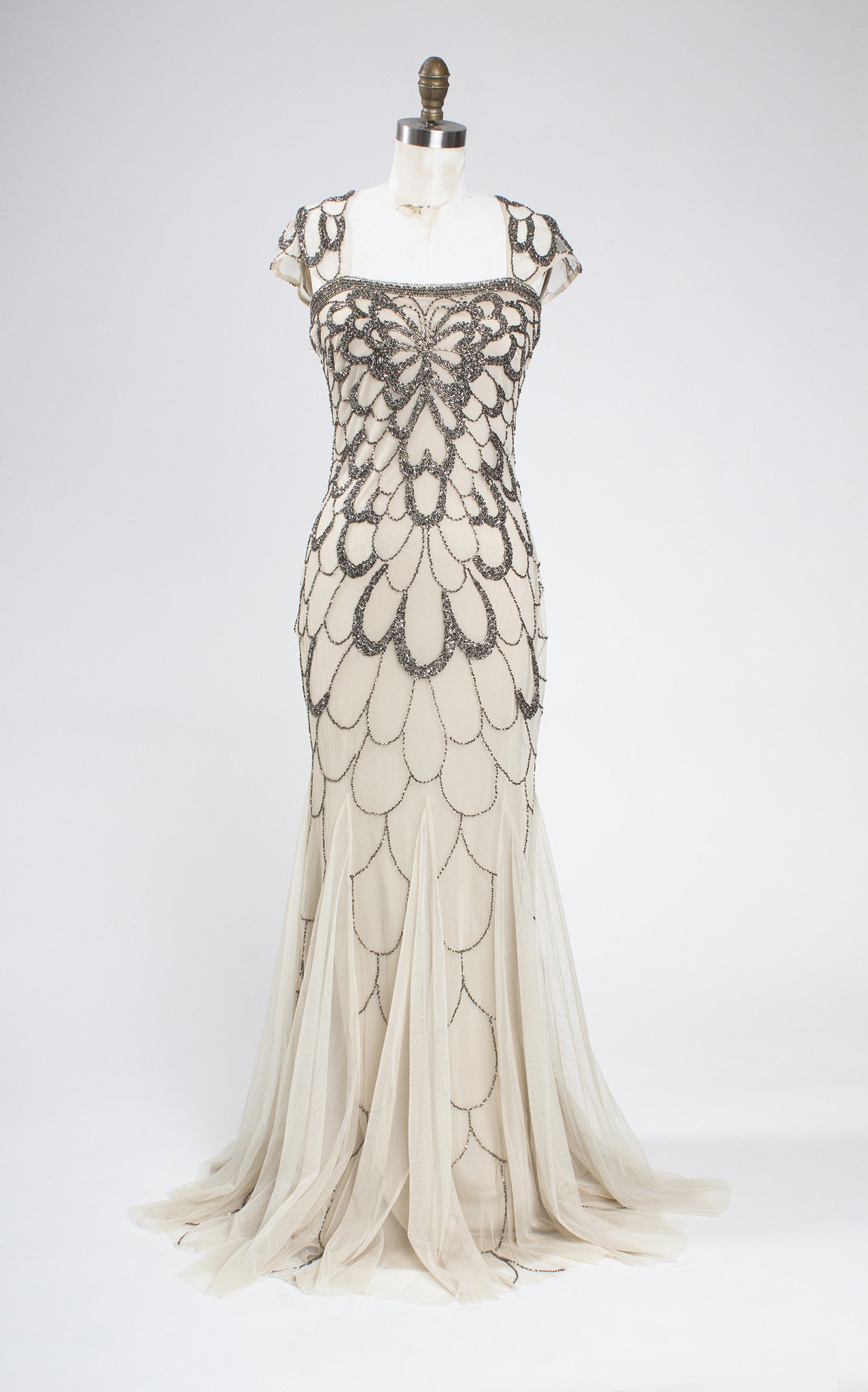 1930s Style Glow Old Hollywood Beaded Butterfly Gown – Bygones