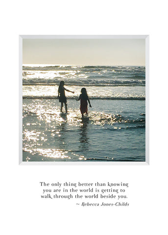 2 girls wading in the ocean - birthday greeting card