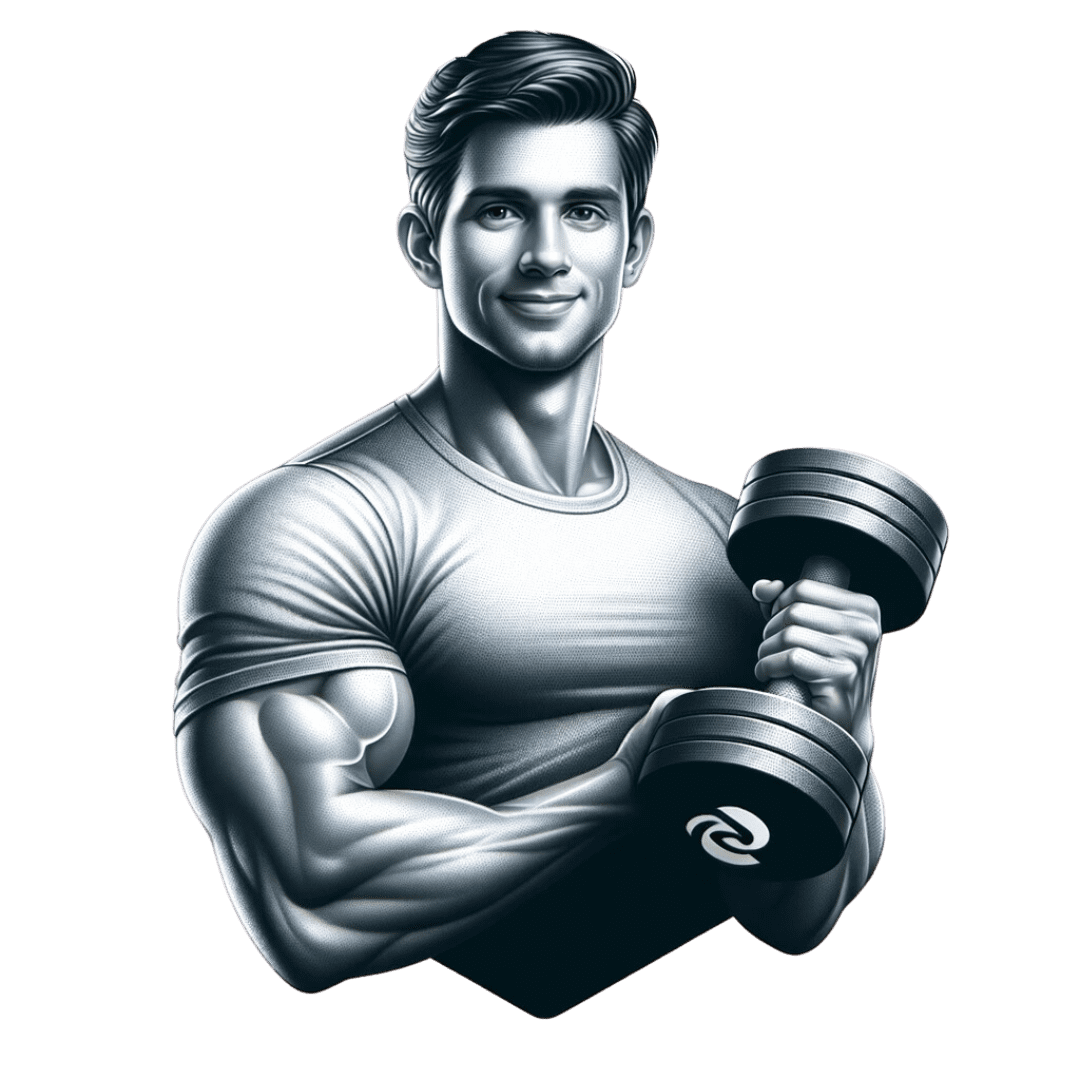Person holding weights in his hands icon