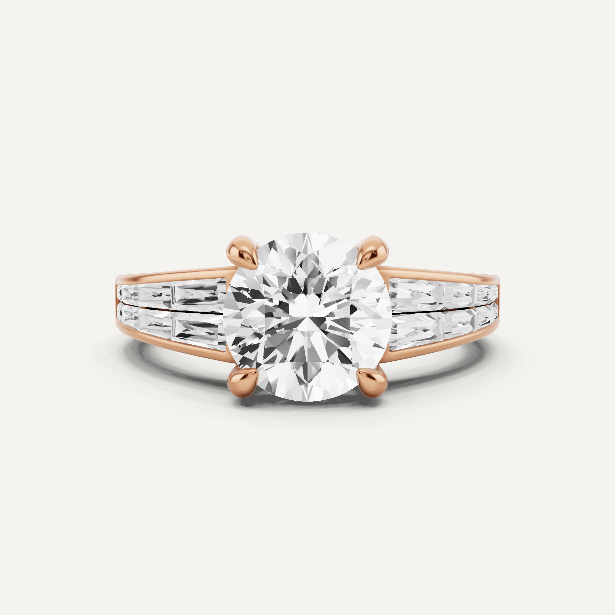 2 1/10 ctw Round Diamond Engagement Ring with Side Taper