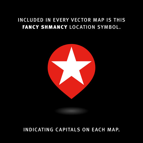Included in every vector map is this fancy shmancy location symbol. Indicating Capitals on each map.