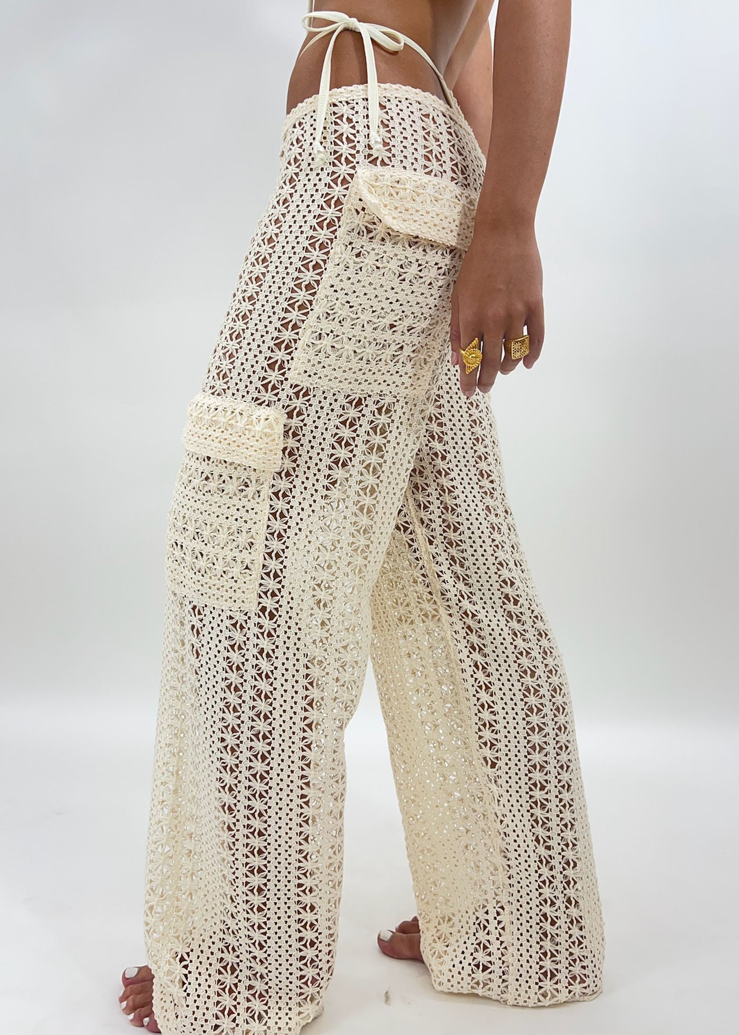 Bahia Cargo Pants | Beige Crochet - Shop Heart of Sun product image