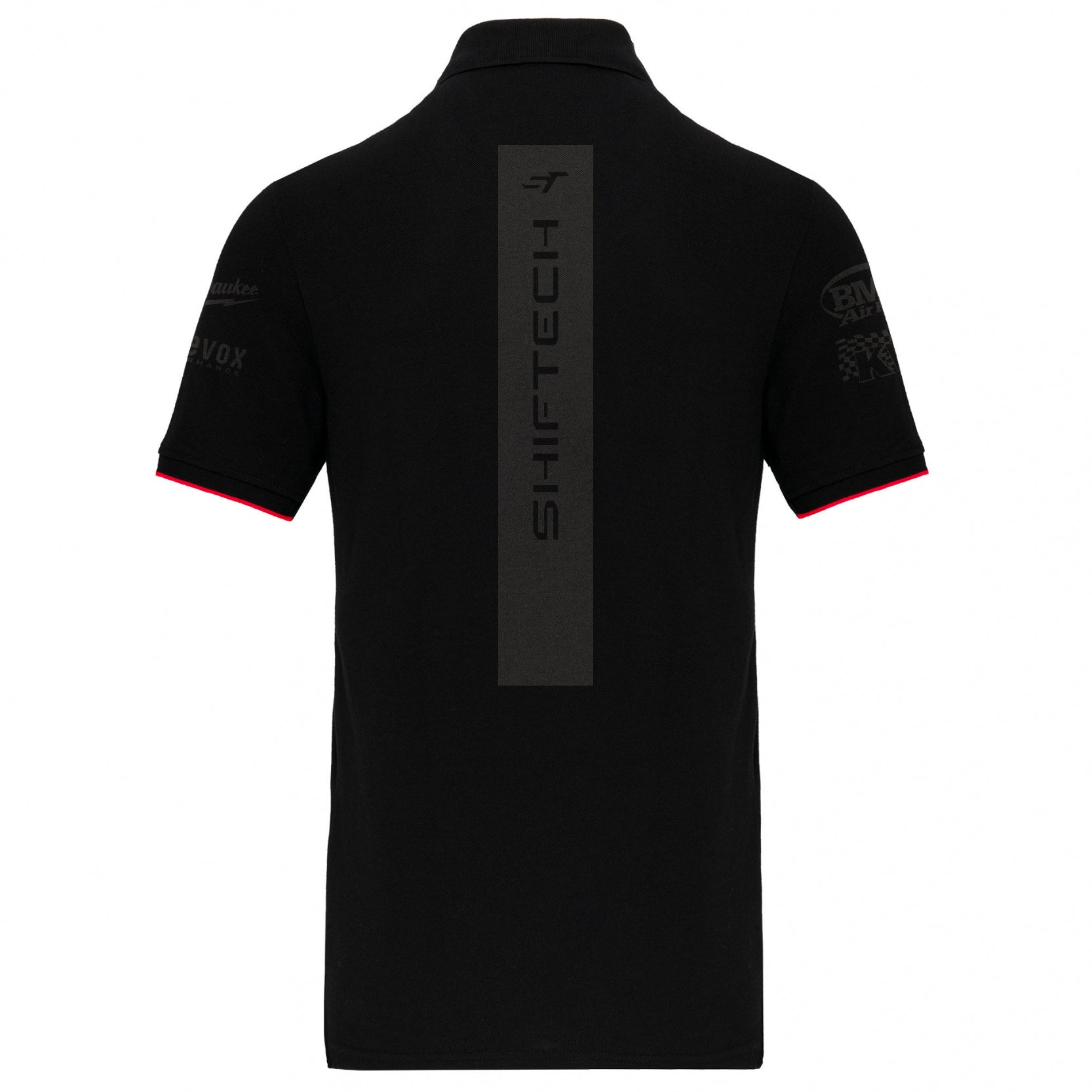 Polo noir manches courtes détails rouge logo Shiftech imprimé noir - Homme