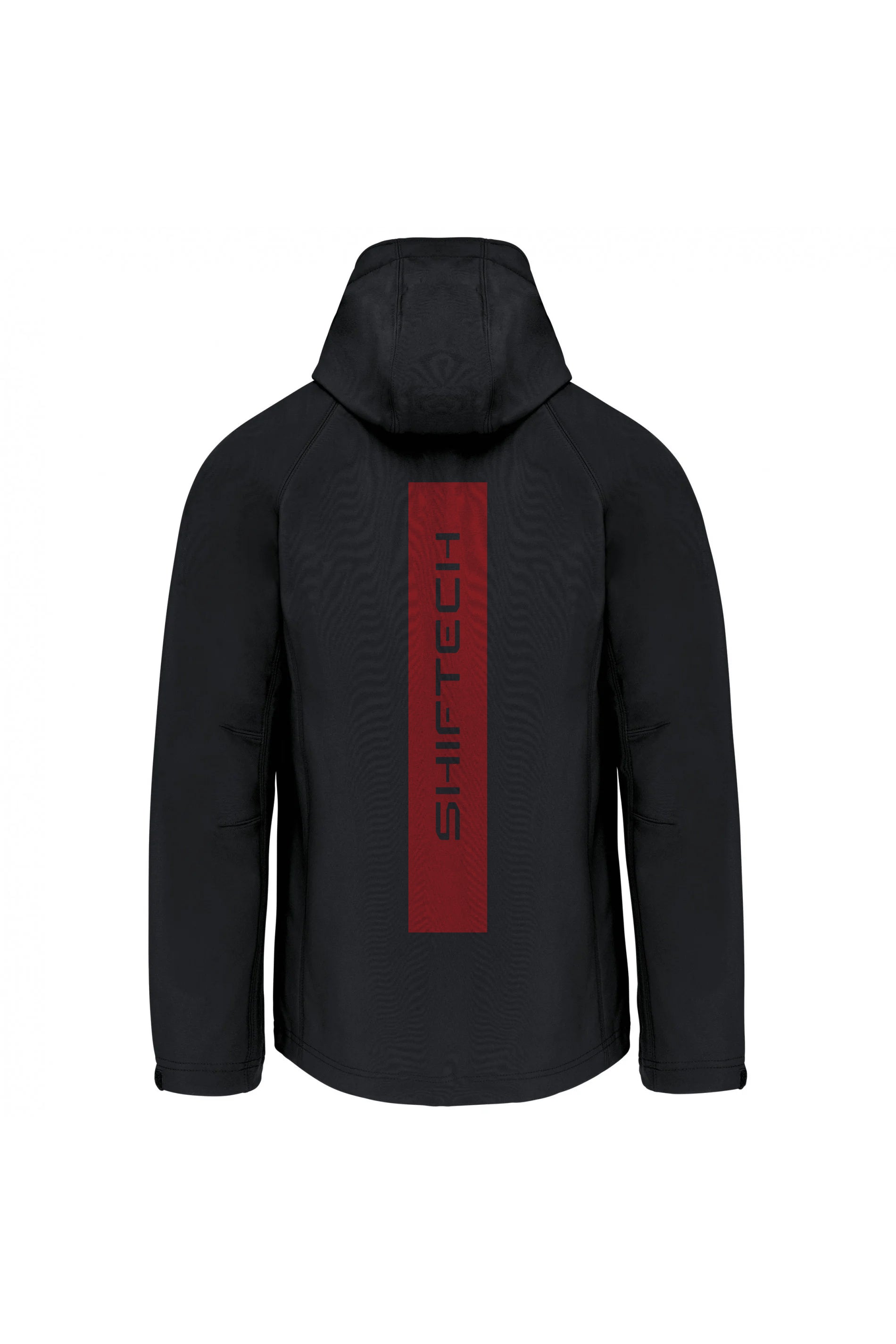 Vestes noir à capuche amovible imprimé logo Shiftech rouge - Unisexe