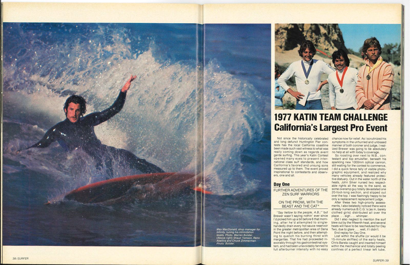 1977 Katin Team Challenge diffusé dans Surfer Magazine, 1977.
