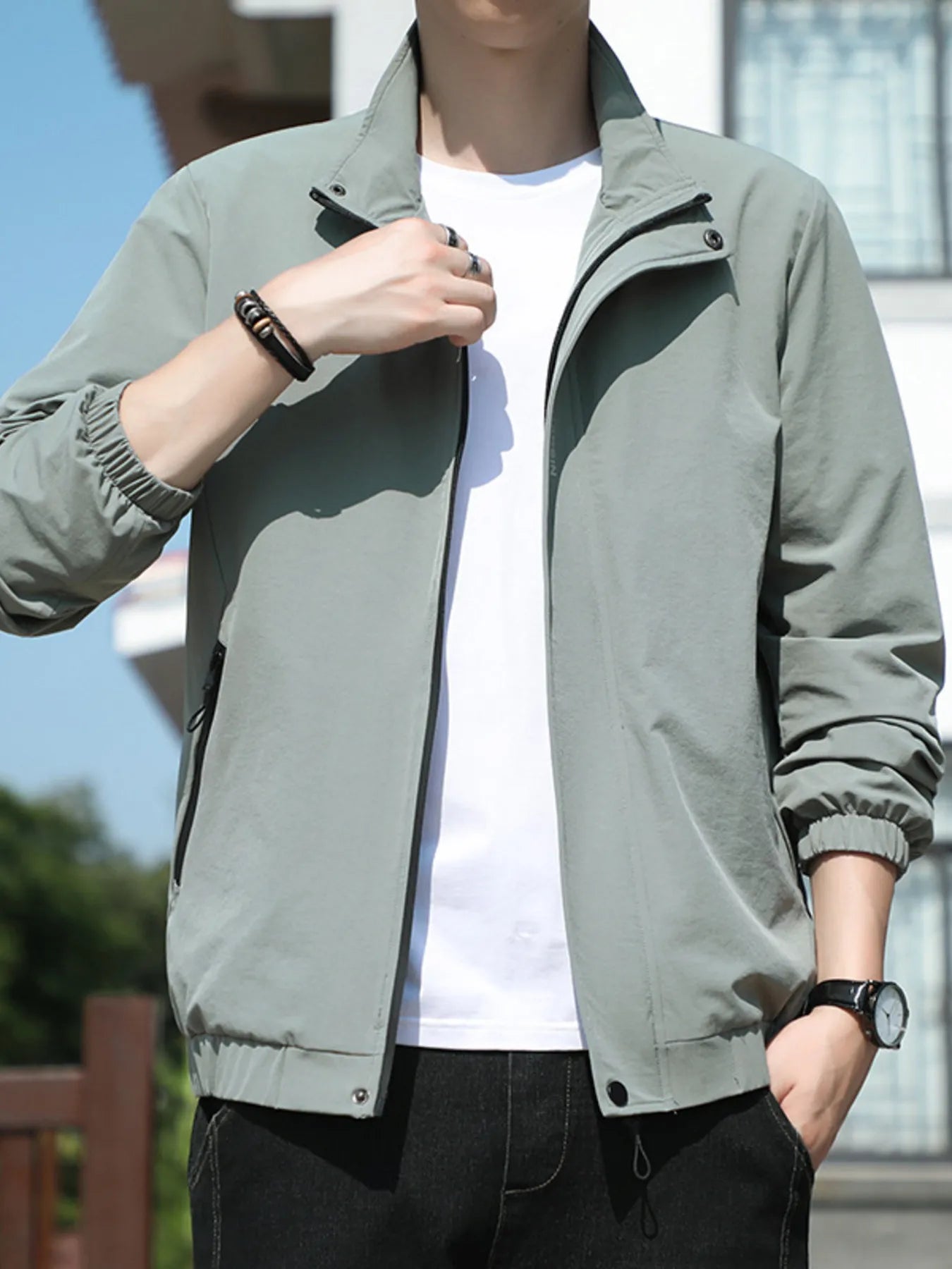 Men's Plus Size Zip Up Long Sleeve Jacket