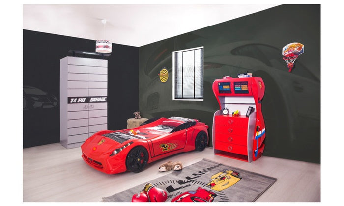 Ferrari Style Racing Car Bed For Children Twin Size Red