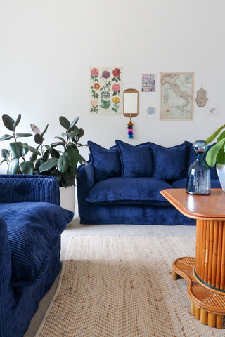 BLACK MANGO NAVY CORDUROY SOFA