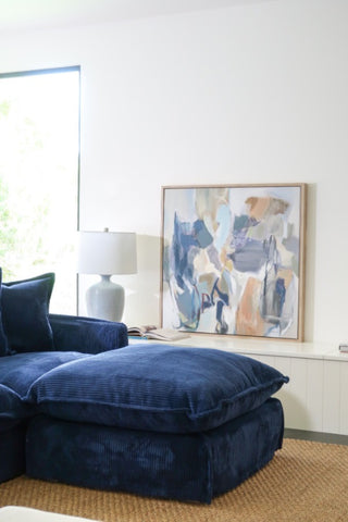 BLACK MANGO SLIPCOVER SOFA NAVY CORDUROY 