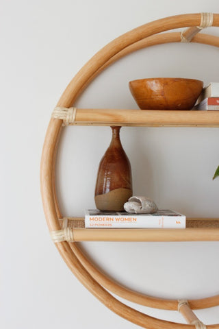 BLACK MANGO RATTAN HANGING SHELF