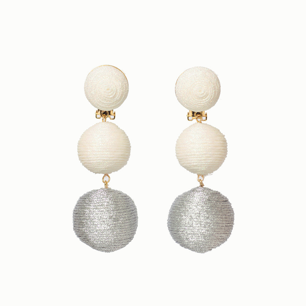 KEP Ball Drop Collection- 3 Drop Sparkle White & Silver