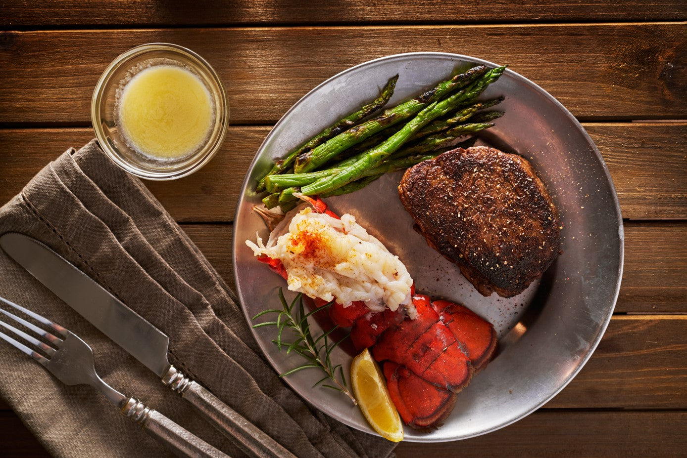 surf and turf dinner plate