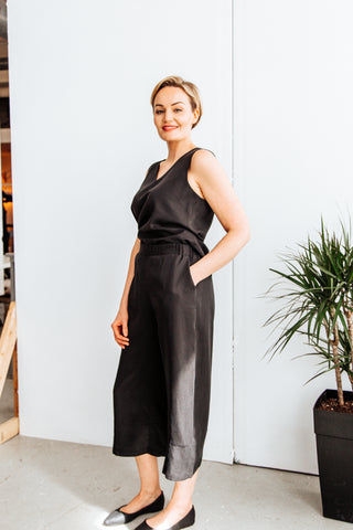 The Virtual Romper (Remix Two-Way Top + Remix Crop Pant) in Black from Encircled