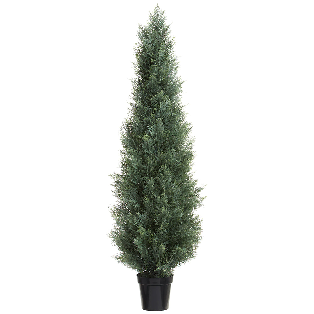 6' UV-Resistant Outdoor Artificial Cedar Cone-Shaped Topiary -Green/Gray