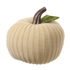 8.5"Hx8"W Artificial Knitted Pumpkin -Cream (pack of 12)