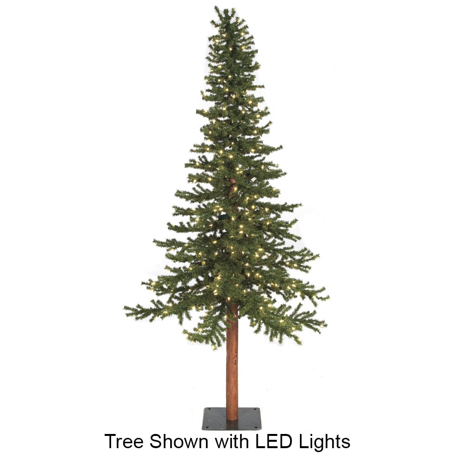8'Hx50"W Natural Trunk Alpine Artificial Tree w/Base -Green