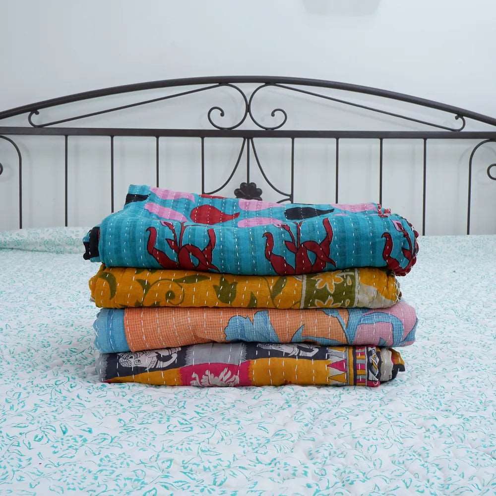 Kantha Throw Quilts & Blankets  Vintage, Handmade & Indian Style