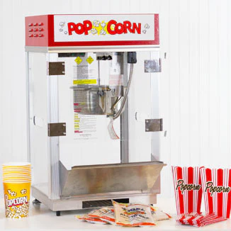 zurchersshop.com Popcorn Machine rental with various popcorn accessories