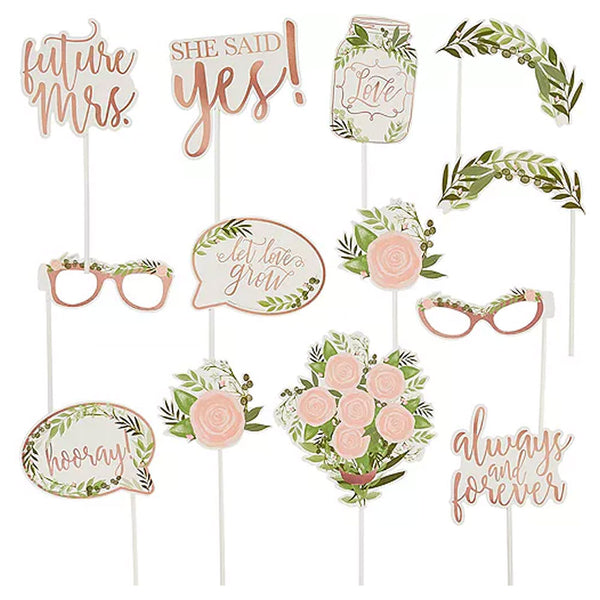 Floral Greenery Photo Booth Props | 13 pcs – Zurchers