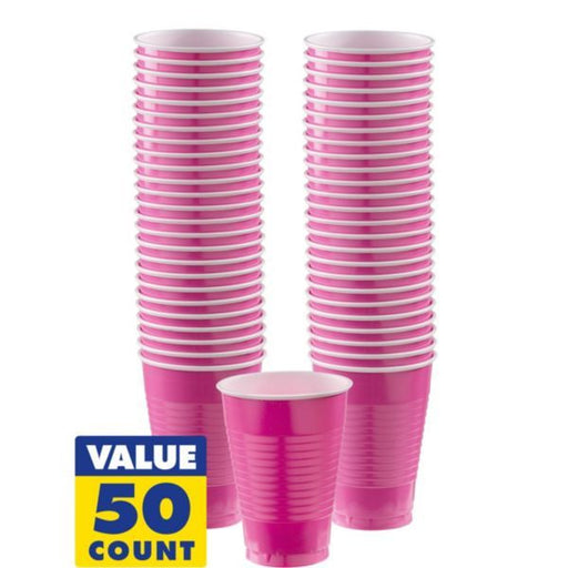 Bright Pink Plastic Cups, 16oz, 50ct