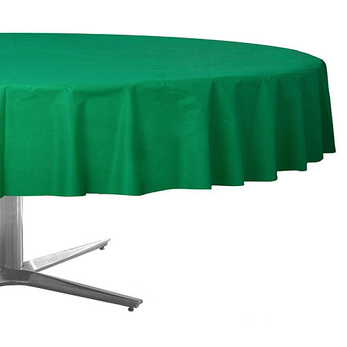 Festive Green Plastic Table Cover Roll with Slide Cutter, 54in x 126ft