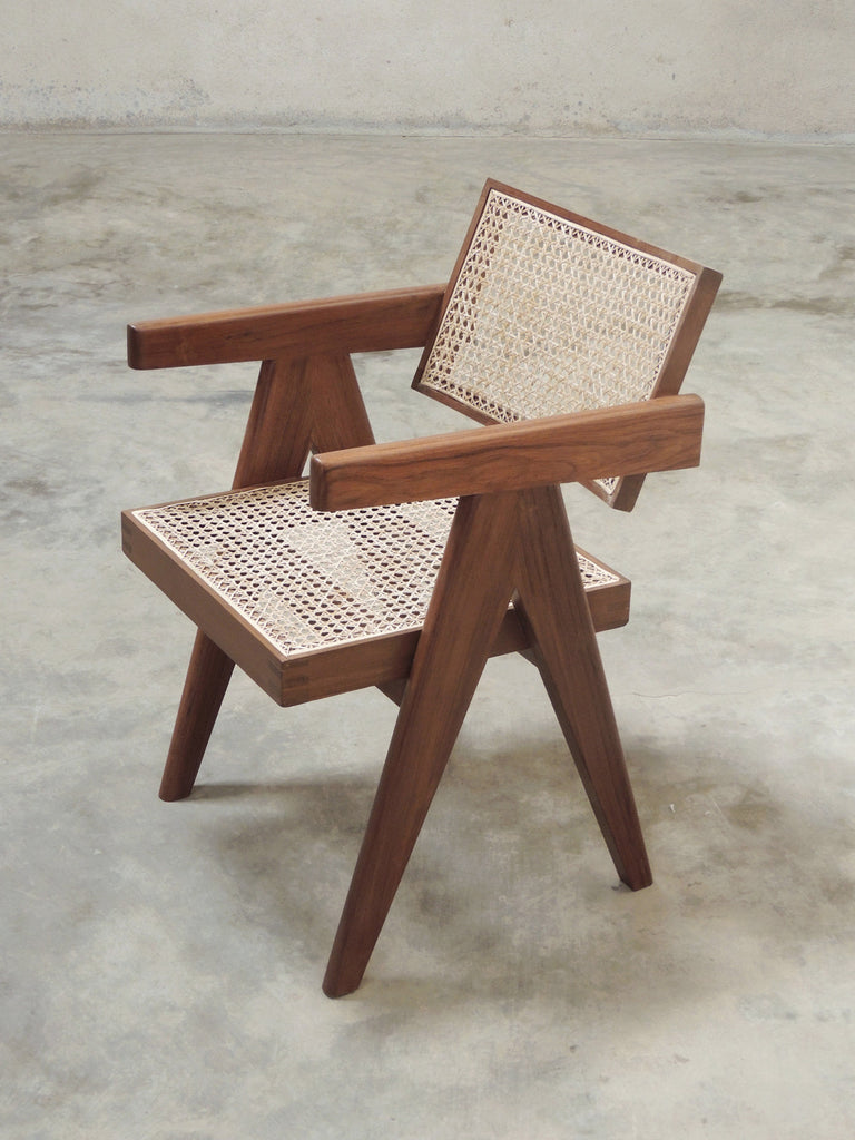 chandigarh office cane chair pierre jeanneret reedition