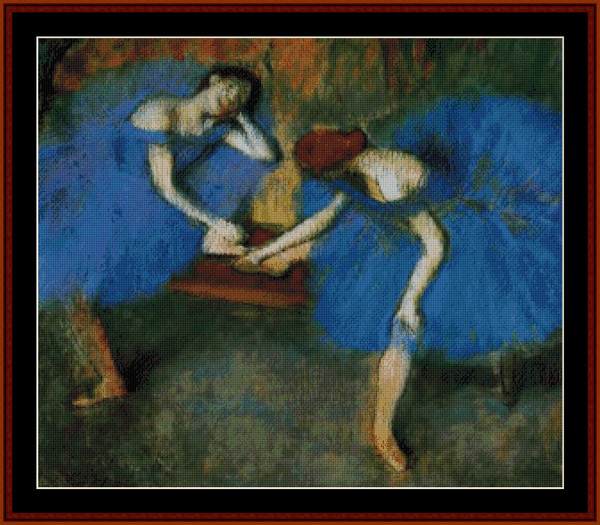 Two Dancers in Blue - Edgar Degas pdf cross stitch pattern