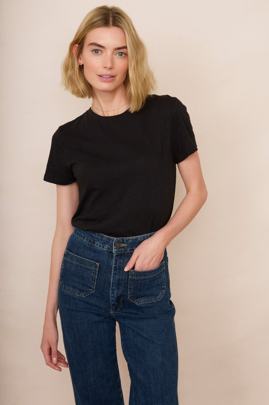 Celina Crew Neck Tee - Black