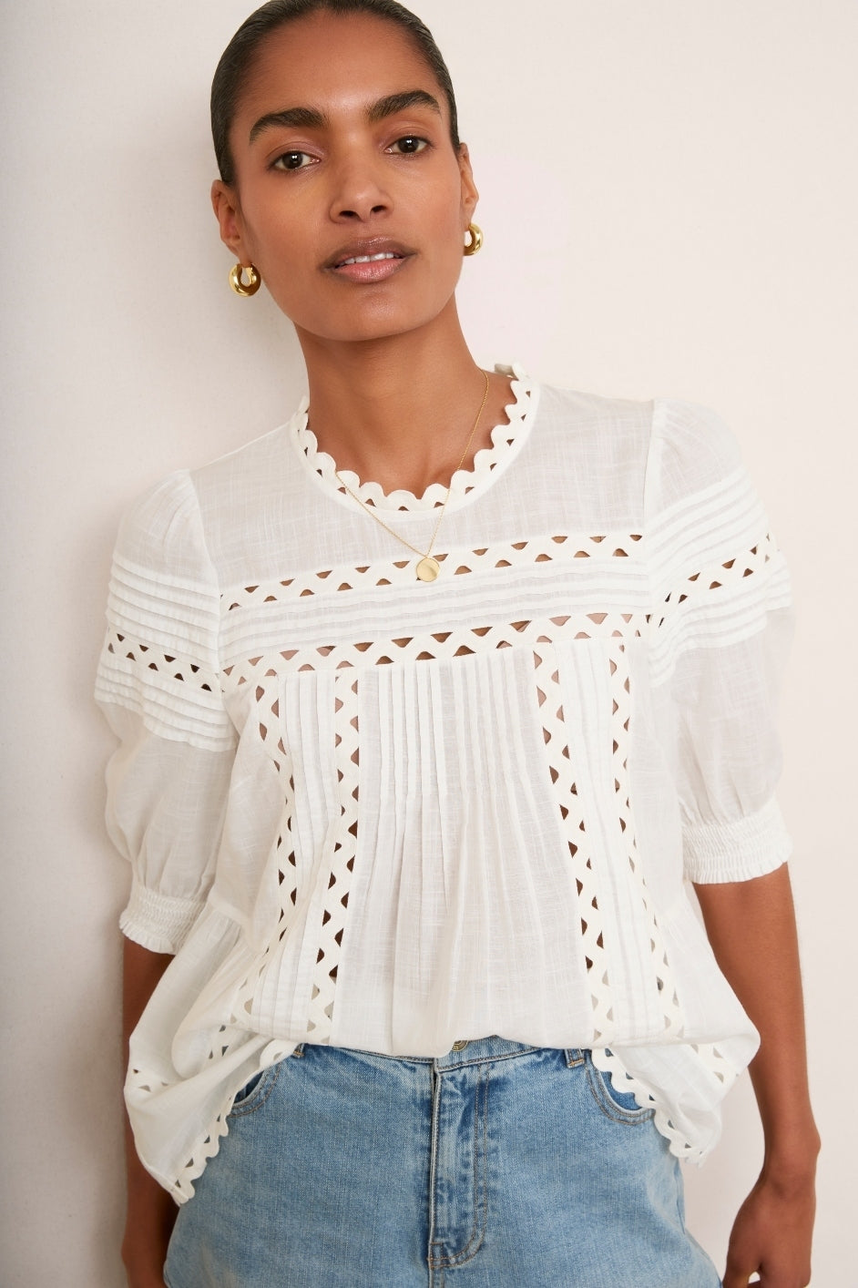 Deedee Ric Rac Top - White