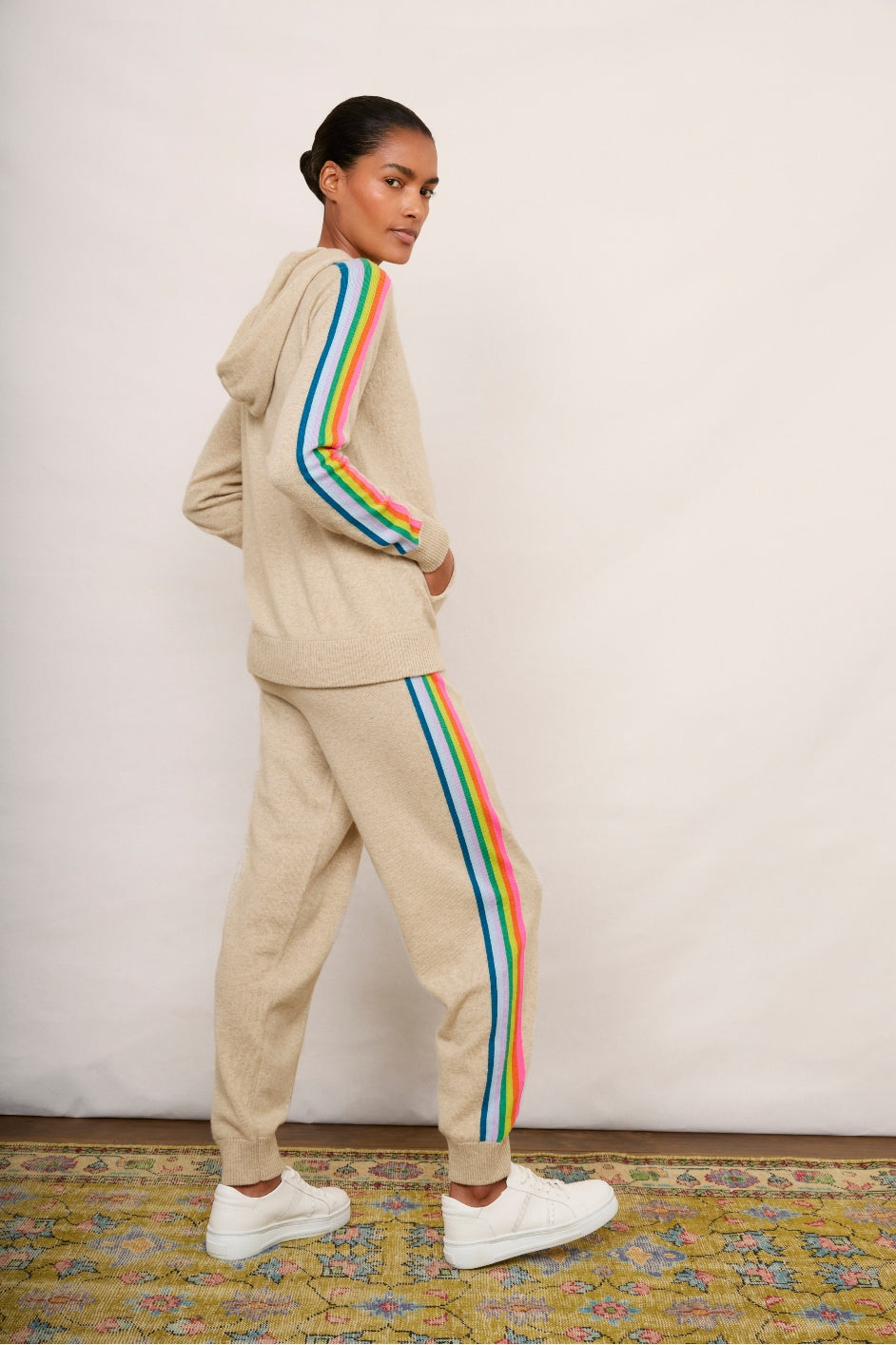 Ella Rainbow Hoodie - Oat