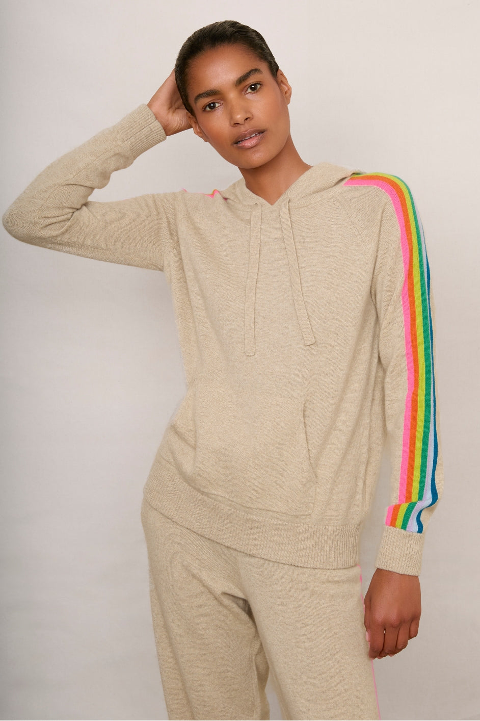 Ella Rainbow Hoodie - Oat