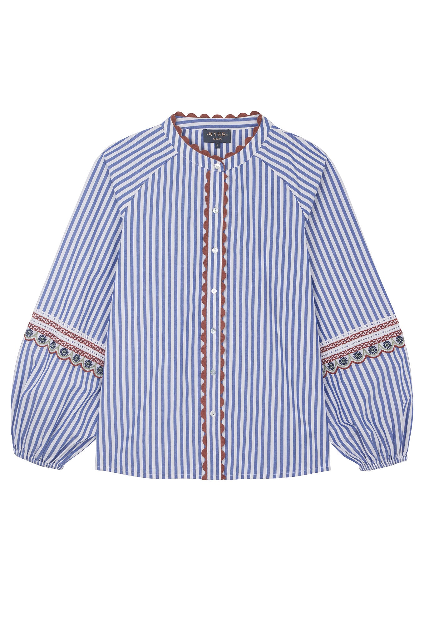 Bernadette Stripe Ric Rac Shirt - Ivory/Navy