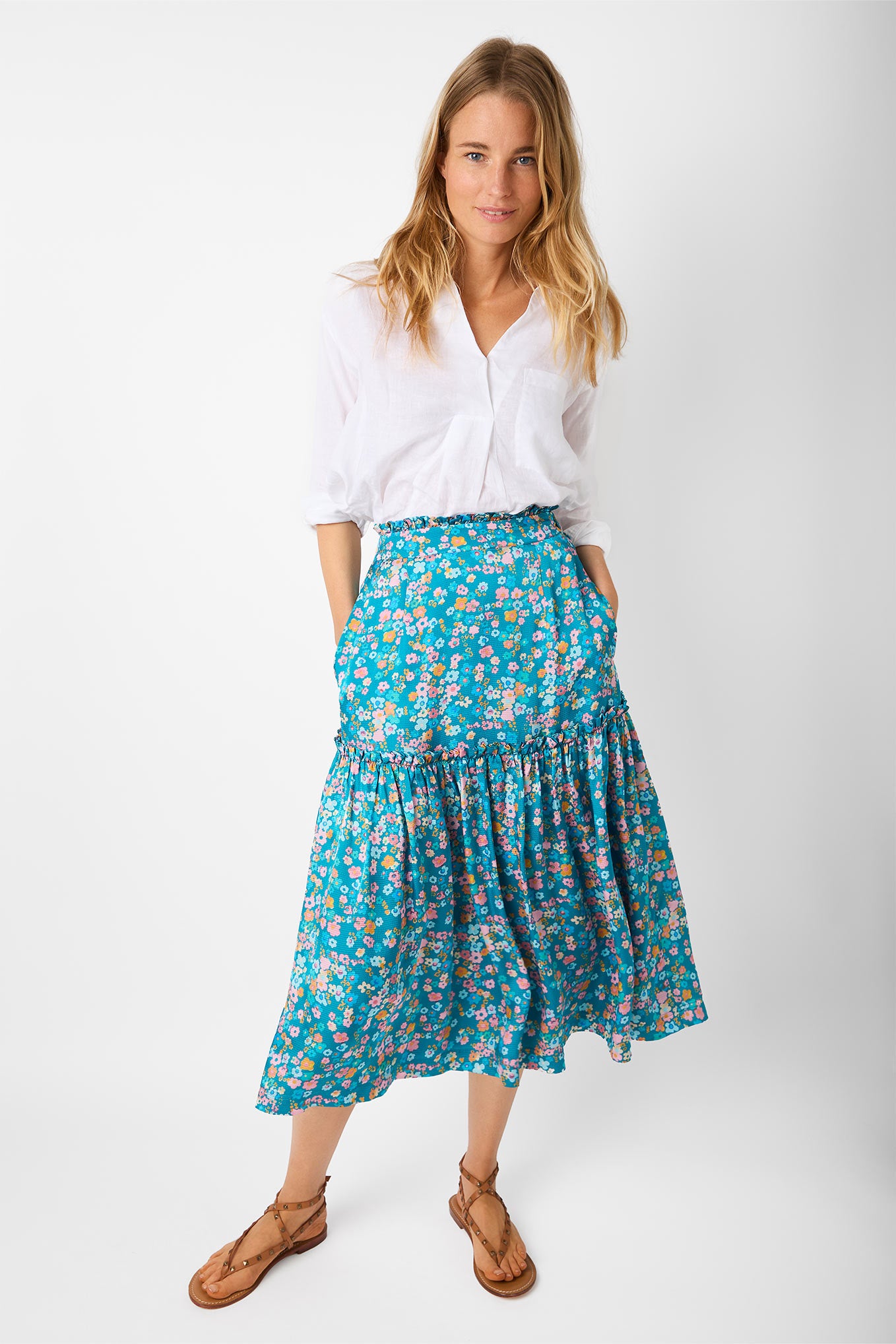 Saskia Ditsy Skirt - Blue/Multi — WYSE London